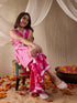 Pspeaches Girls Cotton Sleeveless V Neck Neck Gota Pati Embellished Lehenga Choli Set with Dupatta for Girls (SHA-MAGENTAPRINT)