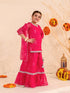 Girls Floral Printed Thread Work Regular Kurta with Sharara & With Dupatta (SHA-MAGENTAROSE)