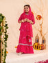 Girls Floral Printed Thread Work Regular Kurta with Sharara & With Dupatta (SHA-MAGENTAROSE)