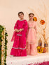 Girls Floral Printed Thread Work Regular Kurta with Sharara & With Dupatta (SHA-MAGENTAROSE)