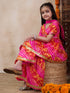 Girls Striped Gotta Patti A-Line Empire Kurti With Sharara Dupatta (SHA-MAGENTASTRIPE)