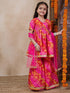 Girls Striped Gotta Patti A-Line Empire Kurti With Sharara Dupatta (SHA-MAGENTASTRIPE)