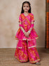 Girls Striped Gotta Patti A-Line Empire Kurti With Sharara Dupatta (SHA-MAGENTASTRIPE)
