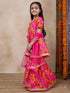 Girls Striped Gotta Patti A-Line Empire Kurti With Sharara Dupatta (SHA-MAGENTASTRIPE)