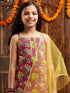 Pspeaches Girls Floral Printed Regular Gotta Patti Kurta With Sharara & Dupatta (SHA-MAGWHITEFLORAL)