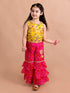Girls Magenta Floral Embroidered Kurti with Sharara (SHA-Magentabandhej)