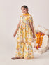 Girls Floral Printed Empire Gotta Patti Kurta With Sharara & With Dupatta (SHA-OFFWHITEYLJAAL)