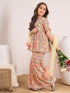 Girls Floral Printed Empire Kurta with Sharara & Dupatta (SHA-ORANGEGREEN)