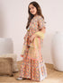 Girls Floral Printed Empire Kurta with Sharara & Dupatta (SHA-ORANGEGREEN)