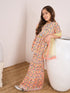 Girls Floral Printed Empire Kurta with Sharara & Dupatta (SHA-ORANGEGREEN)