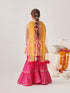 Girls Printed Angrakha Gotta Patti Kurti With Sharara & With Dupatta (SHA-ORANGEIKKAT)