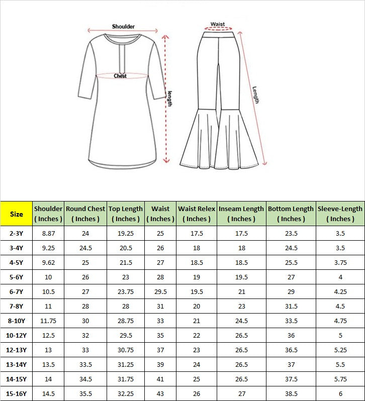 Pspeaches Girls Peach Floral Printed Cotton A-Line Kurta with Sharara & Dupatta ( SKU-Sha-Peachfloral )