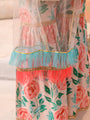 Girls Floral Printed Regular Pure Cotton Kurta with Sharara & Dupatta (SHA-PEACHFLORAL)