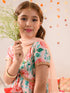 Girls Floral Printed Regular Pure Cotton Kurta with Sharara & Dupatta (SHA-PEACHFLORAL)