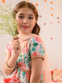 Girls Floral Printed Regular Pure Cotton Kurta with Sharara & Dupatta (SHA-PEACHFLORAL)