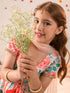 Girls Floral Printed Regular Pure Cotton Kurta with Sharara & Dupatta (SHA-PEACHFLORAL)