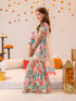 Girls Floral Printed Regular Pure Cotton Kurta with Sharara & Dupatta (SHA-PEACHFLORAL)