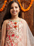 Pspeaches Girls Floral Printed Regular Kurta With Sharara & With Dupatta (SHA-PEACHMULTIFLORAL)
