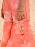Girls Floral Printed Sequinned Kurta with Sharara (SHA-PEACHORGANZA)