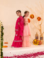 Girls Floral Embroidered Regular Kurta with Sharara & With Dupatta (SHA-PEACHROSE)