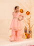 Girls Floral Embroidered Regular Kurta with Sharara & With Dupatta (SHA-PEACHROSE)