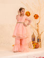 Girls Floral Embroidered Regular Kurta with Sharara & With Dupatta (SHA-PEACHROSE)