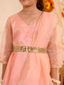 Girls Floral Embroidered Regular Kurta with Sharara & With Dupatta (SHA-PEACHROSE)
