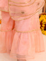 Girls Floral Embroidered Regular Kurta with Sharara & With Dupatta (SHA-PEACHROSE)