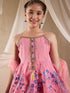 Pspeaches Girls Cotton Blend Sleeveless Round Neck Gota Pati Embellished Lehenga Choli Set with Dupatta for Girls (SHA-PINKBLUEKOTA)