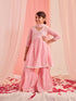 Girls Floral Embroidered Regular Thread Work Kurta With Sharara With Dupatta (SHA-PINKCHIKANKARI)
