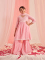Girls Floral Embroidered Regular Thread Work Kurta With Sharara With Dupatta (SHA-PINKCHIKANKARI)