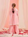 Girls Floral Embroidered Regular Thread Work Kurta With Sharara With Dupatta (SHA-PINKCHIKANKARI)