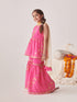Girls Leheriya Printed Empire Sequinned Kurta With Sharara With Dupatta (SHA-PINKLEHERIYASEQ)