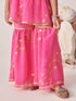 Girls Leheriya Printed Empire Sequinned Kurta With Sharara With Dupatta (SHA-PINKLEHERIYASEQ)