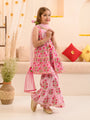 Girls Floral Printed Gotta Patti Pure Cotton Kurta With Sharara & Dupatta (SHA-PINKLOTUS)