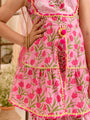 Girls Floral Printed Gotta Patti Pure Cotton Kurta With Sharara & Dupatta (SHA-PINKLOTUS)