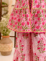 Girls Floral Printed Gotta Patti Pure Cotton Kurta With Sharara & Dupatta (SHA-PINKLOTUS)