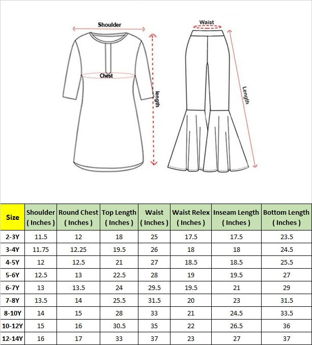 Pspeaches Girls Purple Polka Dot print A-Line Pure Cotton Kurta with Sharara & Dupatta (SKU-Sha-Purplebandhej)