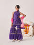 Girls Floral Printed Angrakha Kurta With Sharara & With Dupatta (SHA-PURPLELEHERIYASEQ)