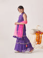 Girls Floral Printed Angrakha Kurta With Sharara & With Dupatta (SHA-PURPLELEHERIYASEQ)