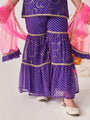 Girls Floral Printed Angrakha Kurta With Sharara & With Dupatta (SHA-PURPLELEHERIYASEQ)