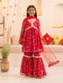 Girls Floral Printed Regular A-Line Kurta & Sharara With Dupatta (SHA-REDGGT)