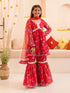 Girls Floral Printed Regular A-Line Kurta & Sharara With Dupatta (SHA-REDGGT)