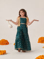 Girls Floral Printed Regular Top With Sharara (SHA-TEALGGT)