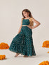 Girls Floral Printed Regular Top With Sharara (SHA-TEALGGT)