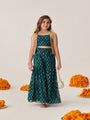 Girls Floral Printed Regular Top With Sharara (SHA-TEALGGT)