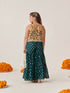Girls Floral Printed Regular Top With Sharara (SHA-TEALGGT)