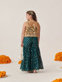 Girls Floral Printed Regular Top With Sharara (SHA-TEALGGT)
