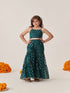 Girls Floral Printed Regular Top With Sharara (SHA-TEALGGT)