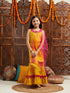 Pspeaches Girls Ethnic Motifs Printed Regular Mirror Work Kurta With Sharara & Dupatta (SHA-YELLOWBOOTI)